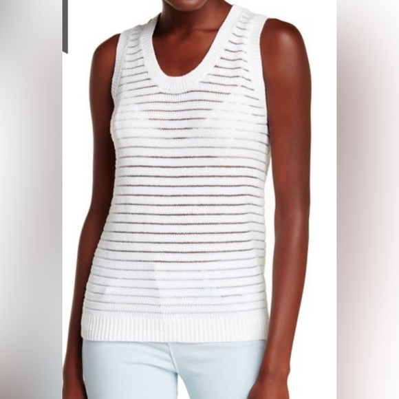 NWOT J Brand sleeveless sweater top with sheer stripes - Picture 1 of 7